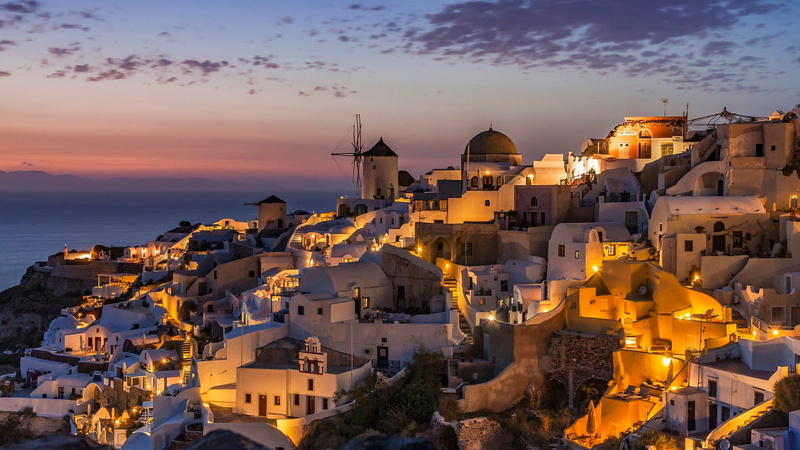 historic site, thíra, 1080P, europe, sea, cityscape, greece, town, evening, santorini, eu, sunset, dusk, thira, tourism, tourist attraction