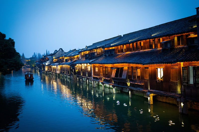 blue, incidental people, built structure, nature, winter, clear sky, architecture, china, 5K, reflection, travel destinations, building exterior, night view