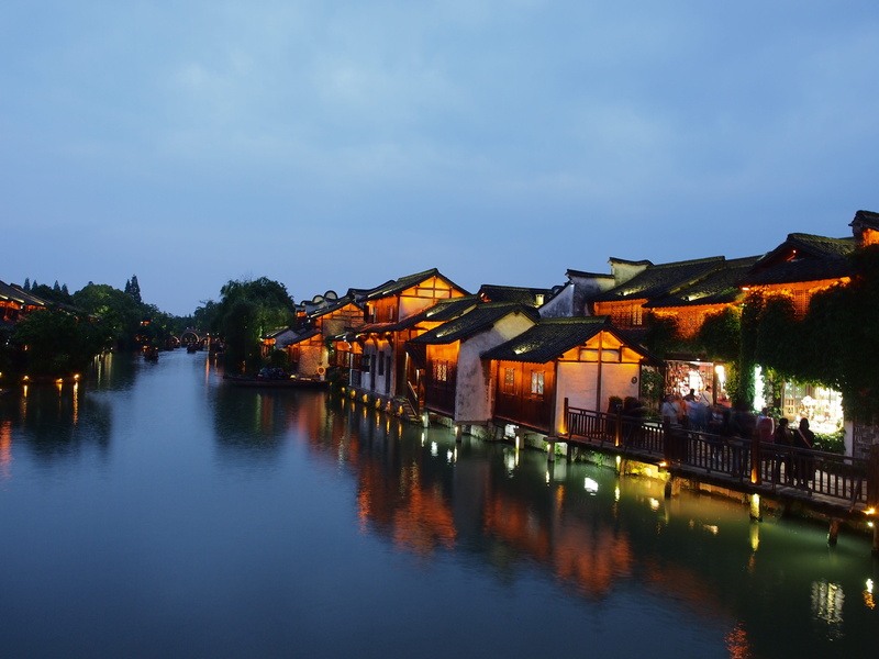 gubei water town, tree, built structure, wuzhen, reflection, waterfront, serenity, nature, building exterior, river, at dusk, cloud - sky, cozy, plant