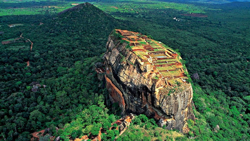 environment, outdoors, no people, non-urban scene, history, high angle view, mountain, beauty in nature, landscape, sigiriya, tranquil scene, scenics - nature
