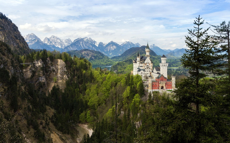 best, 2K, trees, forest, landscape, castle, mountains, architecture, germany, bavaria