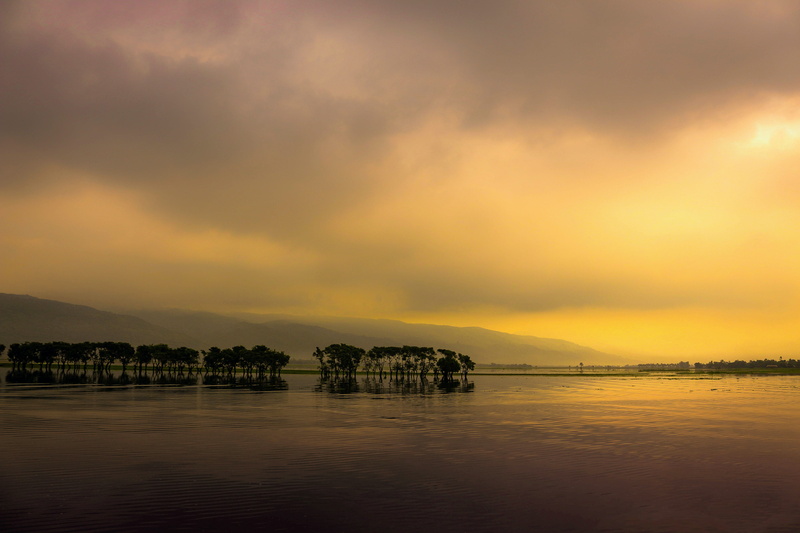air, asia, water, 5K, dusk, scenics - nature, reflection, horizon, orange color, waterfront, evening, tranquil scene, sunset, environment, architecture