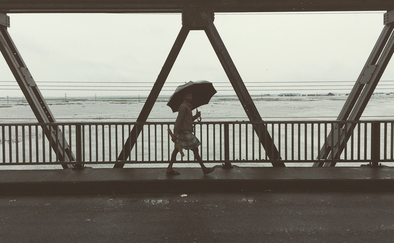 horizon over water, railing, girls, innocence, architecture, built structure, bangladesh, outdoors, sky, child, sylhet, 2K, lifestyles, one person, side view