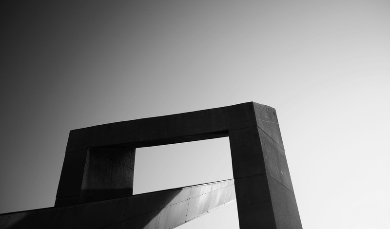 gray, copy space, no people, city, concrete, transportation, architecture, bridge - man made structure, blackandwhite, architectural column, history, low angle view