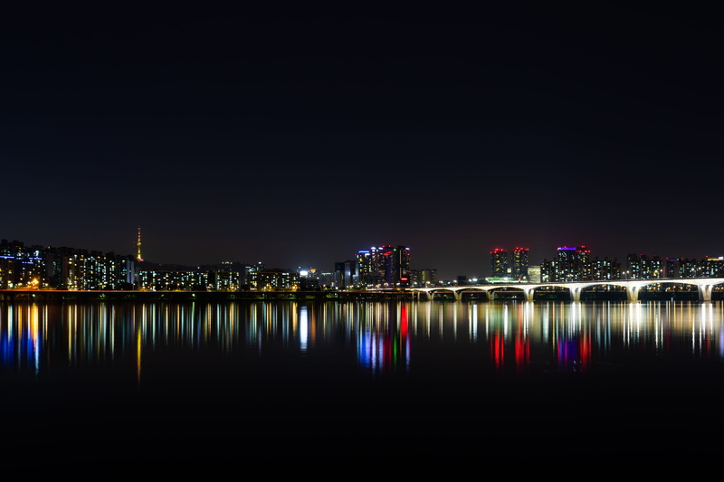 nature, modern, copy space, night, near, port, time, city lights, travel destinations, marina, bodies, buildings, harbor, building, landmark, pier, seoul