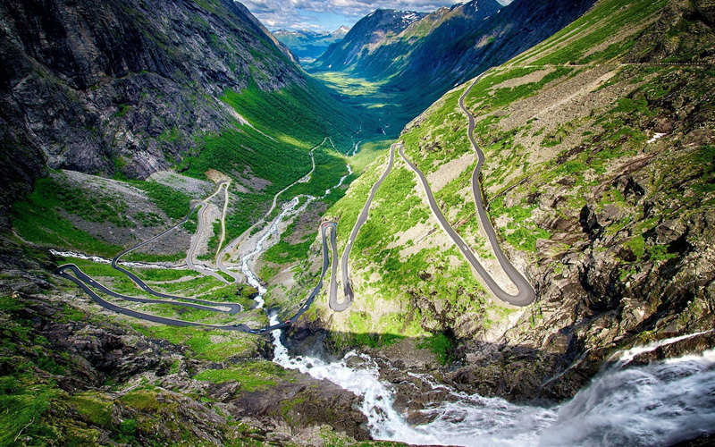 1080P, nature, 1920x1200, norway, europe, mountains, waterfalls, green, brown, trollstigen