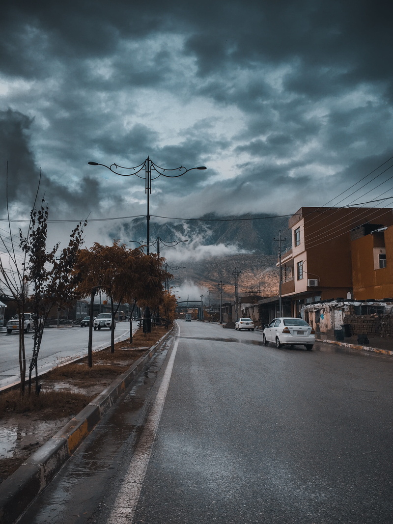 national, dusk, storm, built structure, direction, architecture, electricity, street, road, no people, 2K, outdoors, building exterior, kurdistan, transportation