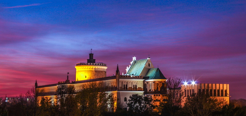 dome, spire, illuminated, tourism, 4K, lubelskie, buildings, Lublin, night, sky, travel destinations, city, building, castle, government, cityscape, Poland