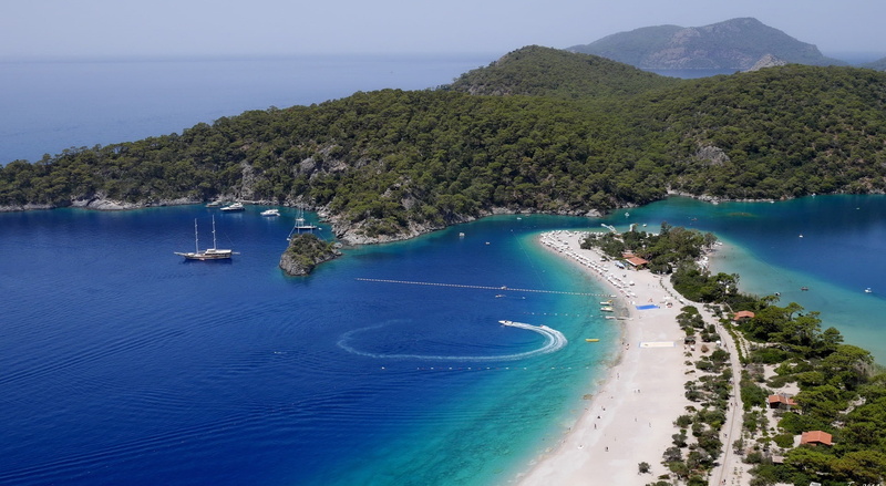 beach blue lagoon, turquoise colored, nature, plant, luxury, green, beauty in nature, trees, tranquil scene, water, tranquility, oludeniz, sea, outdoors