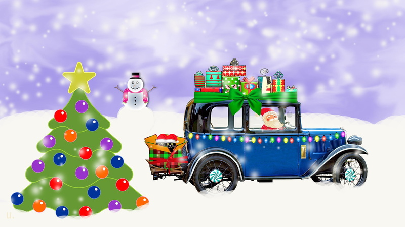 winter season, winter, christmas tree, gifts, xmas, christmas, illustration, snowman, santa claus, wintertime, 1080P
