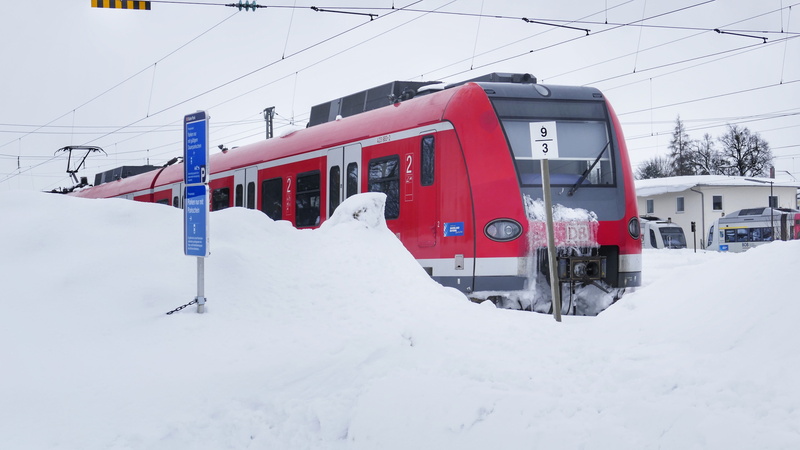 red, covering, railway, rail transportation, public transportation, built structure, architecture, cold temperature, winter, day, snowcapped mountain, wintertime