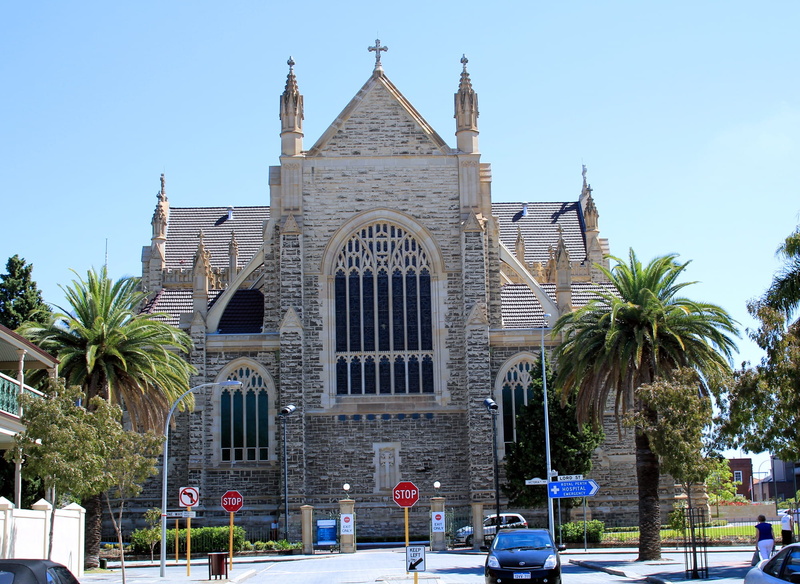 religion, Perth, car, place of worship, belief, western australia, spire, day, church, no people, tropical climate, St MaryS, tree, building exterior, christian