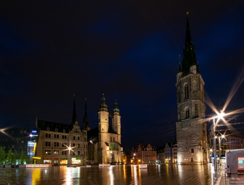 marketplace, government, building, architecture, church, no people, faith, clock tower, blue hour, st marys church, saale, saxony-anhalt, illuminated, clock