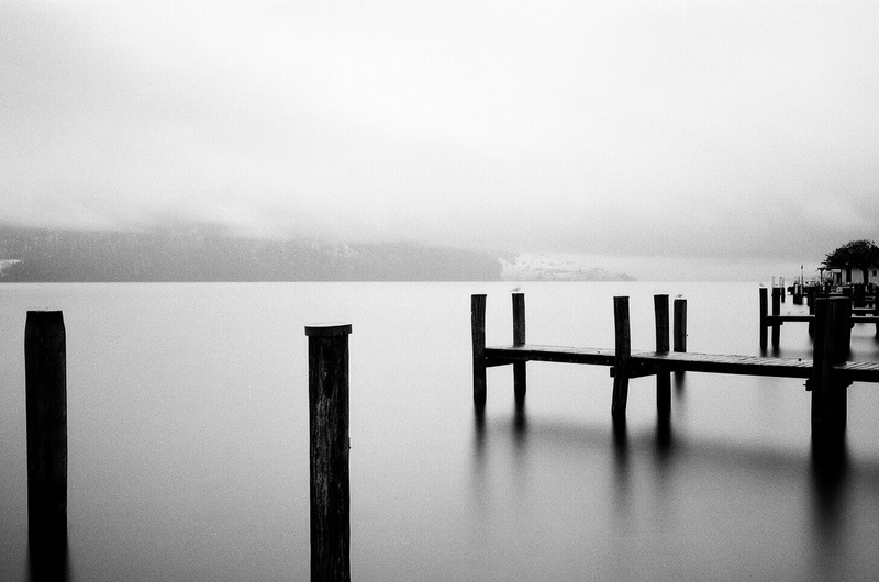 720P, nature, long exposure, outdoors, ilford, film, grayscale, water, Weggis, jetty, tranquil Scene, landscape, pier, posts, wood - Material, lake, Ilford Delta