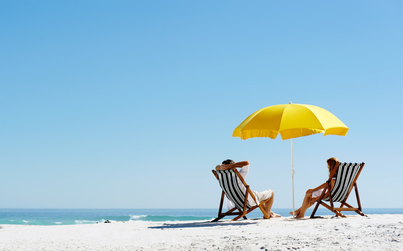 clear sky, sand, beach umbrella, land, horizon, sky, water, horizon over water, copy space, no people, sunlight, chair, sea, parasol, stay, protection