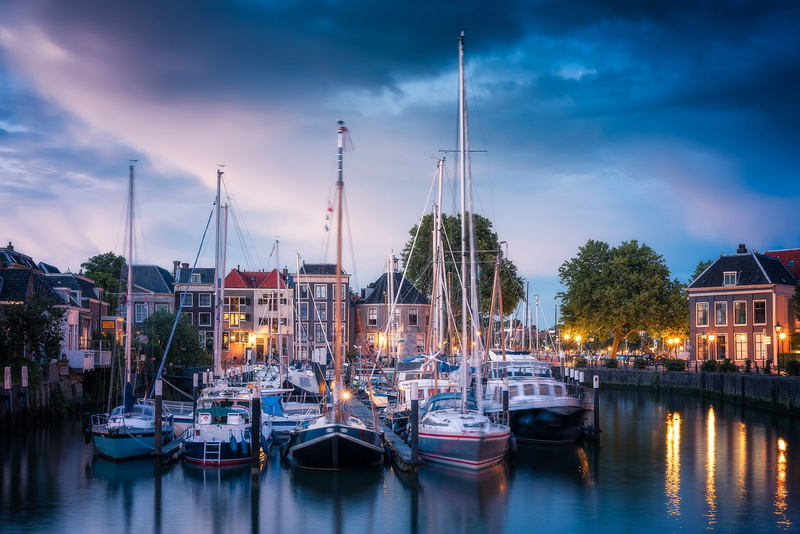 port, yachts, river, Netherlands, building, Dordrecht, home, 1080P