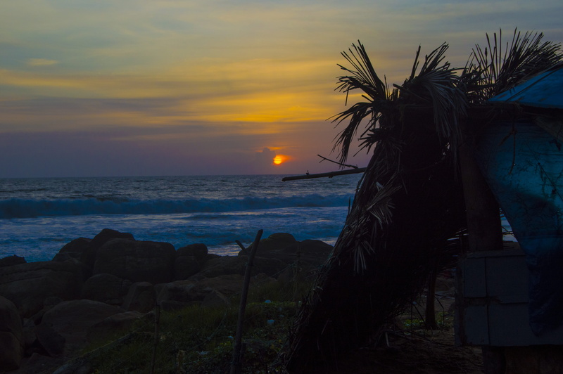 kovalam, scenics - nature, no people, land, tranquil scene, idyllic, tranquility, horizon over water, rock, nature, water, india, cloud - sky, sunset, beach