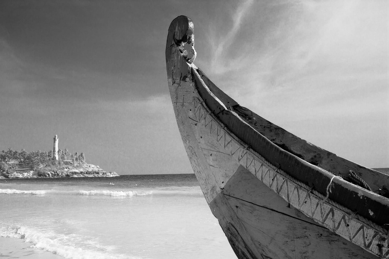 black And White, beach, obsolete, scenics - nature, mode of transportation, sky, no people, Kerala, nautical Vessel, transportation, 1080P, South India