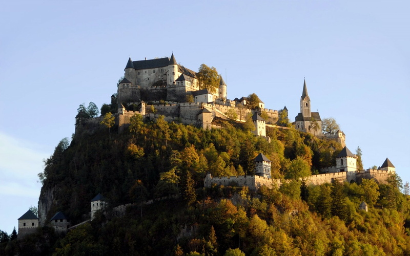 tourism, hills, sky, the past, Austria, nature, castle, building, travel, 1080P, no people, travel destinations, day, architecture, low angle view, tree