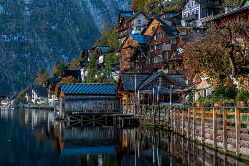 home, Hallstatt, 5K, building, slope, promenade, Lake Hallstatt, Austria, lake