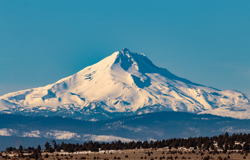 mt hood, mountain peak, tranquility, oregon, sky, environment, scenics - nature, blue, idyllic, warm springs, mountain range, snow, landscape