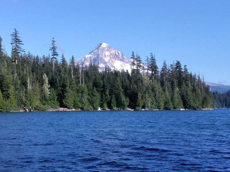 growth, sky, plant, oregon, scenic, mountain, coniferous tree, tree, clear sky, lake, nature, blue, scenics - nature, idyllic, tranquility, no people, hood
