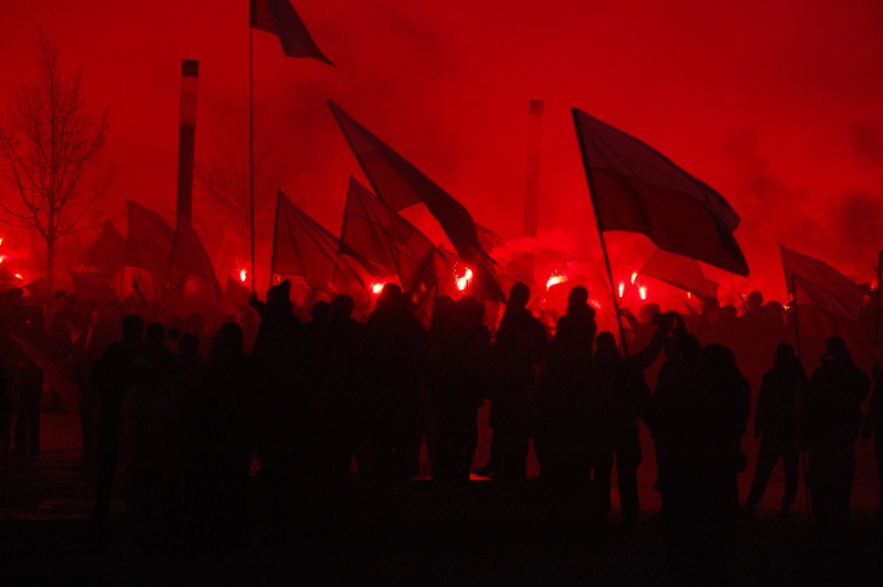 celebration, crowd, togetherness, excitement, arts culture and entertainment, independence march, poland, music festival, 2K, event, red, light, architecture
