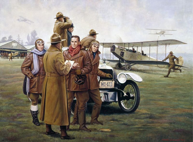 art, Curtiss JN-4 " Jenny", the airfield, training aircraft, figure, 19 Nov 1916, car, New York, mechanics, 5K, pilots, hangar