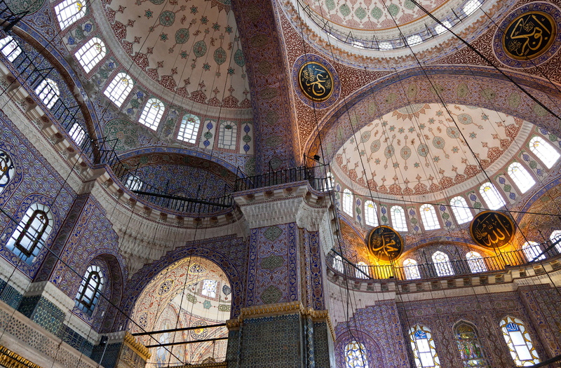 religion, architecture, the dome, new mosque, Istanbul, pattern, arch, 1080P, column