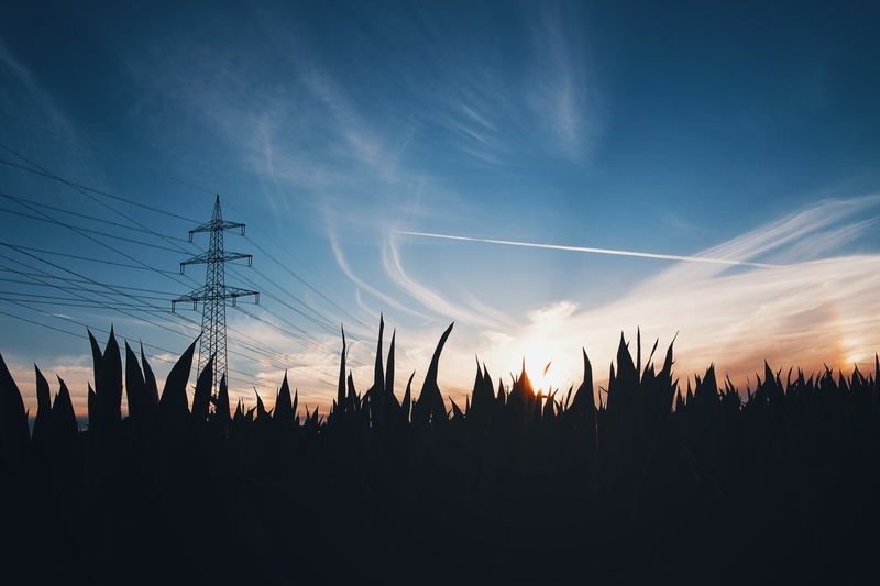 sunset, tree, no people, cloud - sky, landscape, silhouette, Sun, scenics - nature, power supply, technology, electricity, plant, 5K, sky, field, tranquil scene