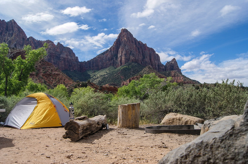 zion, outdoor, trees, tranquility, landscape, plant, land, rock formation, yellow, beauty in nature, beside, sky, gray, rocky mountains, utah, dome, camping