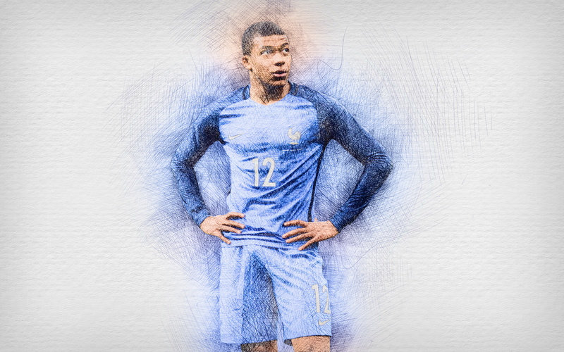 Soccer, 4K, French, Kylian Mbappé