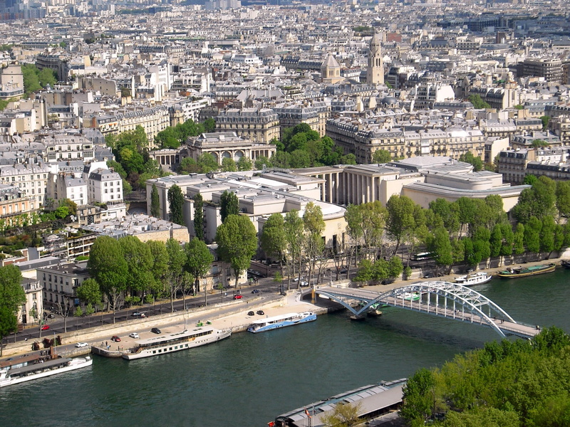 high angle view, city, travel, plant, outdoors, history, near, building exterior, river, 1080P, tourism, historic, no people, body, parisian, nature, paris