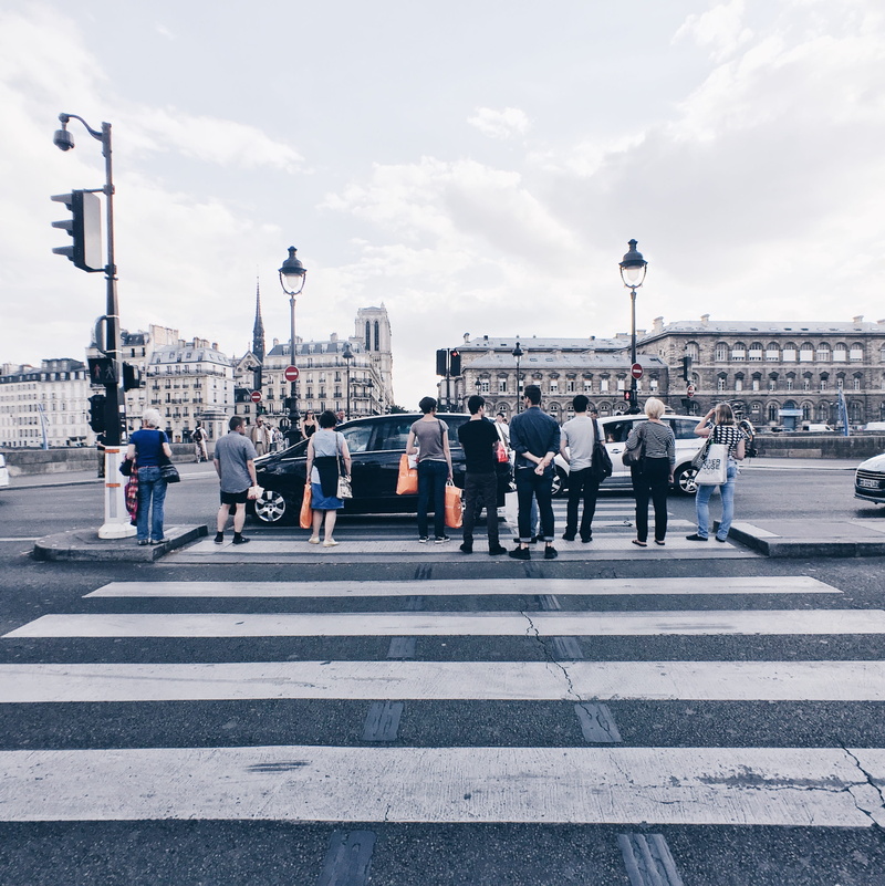 women, crossing, paris, city, zebra crossing, city life, road, parisian, outdoors, building, road marking, marking, real people, people, car, crowd, pari