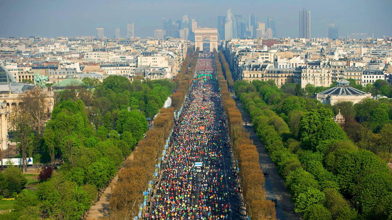 France, arch, marathon, 1080P, Paris, landscape, 12 APR 2015, panorama, Champs Elysees