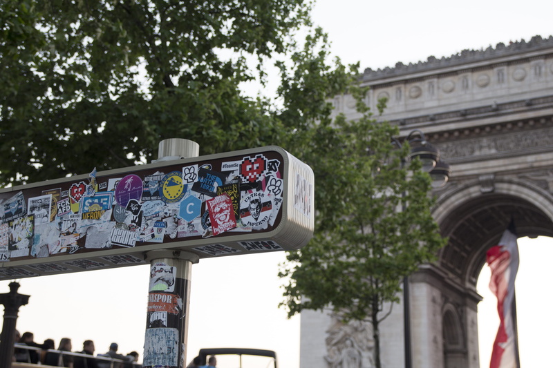 street, paris, sticker, tourist, travel, city, 5K, day, stickers, travel destinations, built structure, incidental people, streetwear, brand, nature, champs elysees