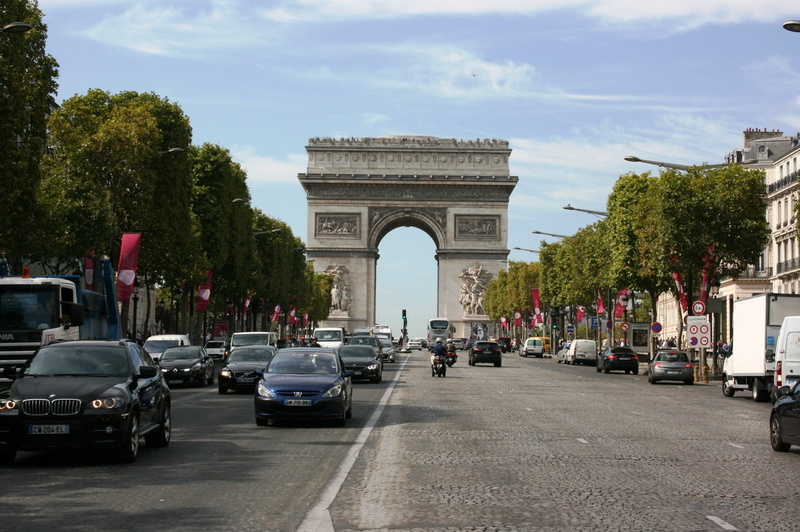 city, Arch Of Triumph, triumphal arch, the past, city street, history, 1080P, cloud - sky, paris, road, memorial, architecture, architectural column, motor vehicle