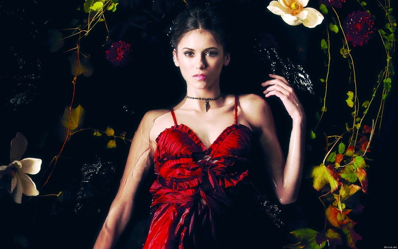 red, dress, s, Nina, Dobrev, women, cami, 1080P, satin