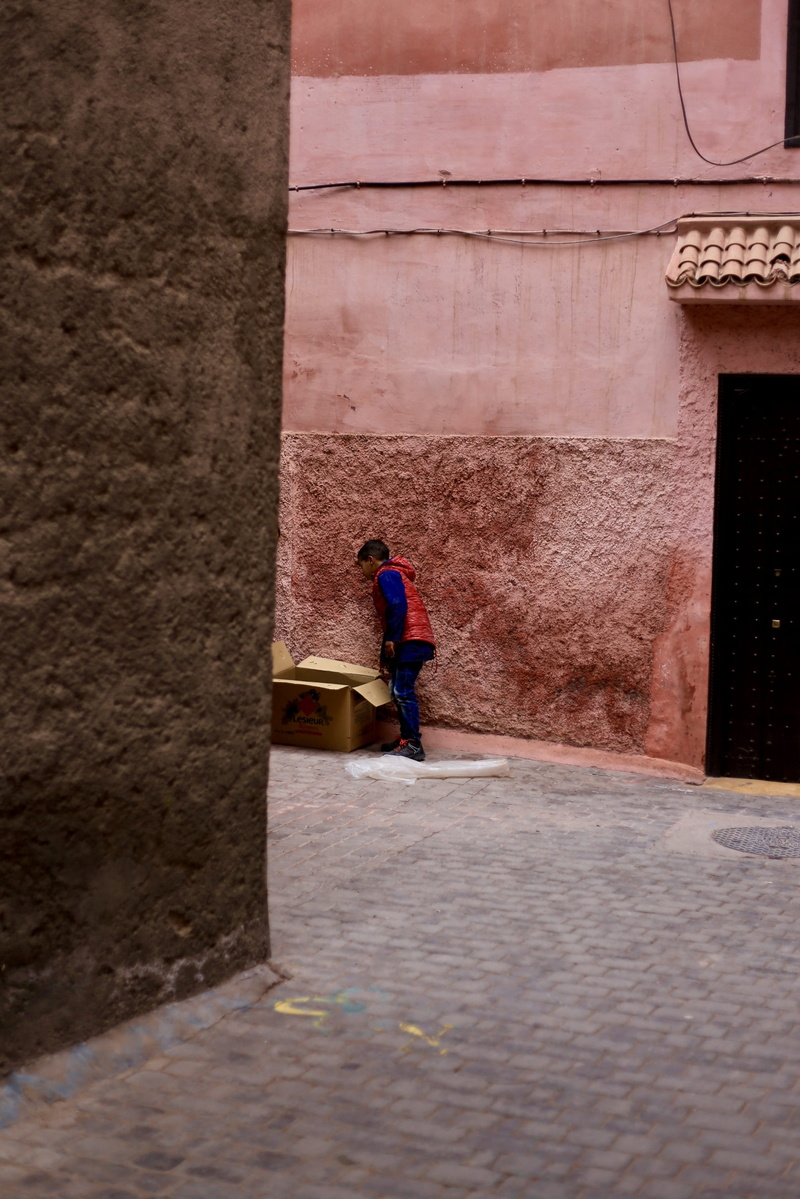 wall - building feature, outdoors, walking, full length, women, child, 2K, day, medina, pets, playing, rear view, cute kid, building exterior, kitten