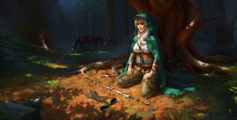 1080P, video game girls, meditation, Luis Medina, Cirilla Fiona Elen Riannon, sitting, fan art, Cirilla, drawing, digital art, video game art, ArtStation