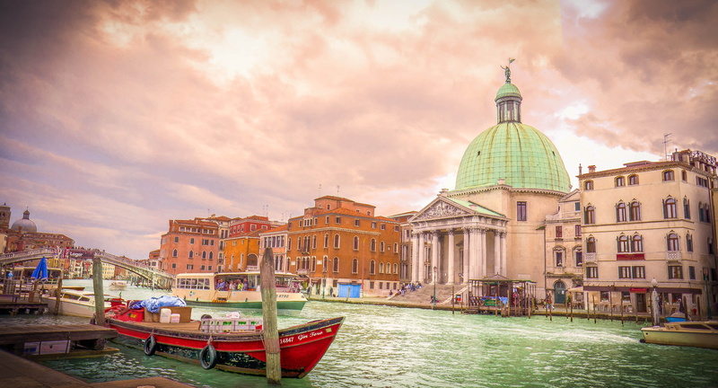 sunset, beige, tourism, river, venice, europe, near, built structure, cityscape, city, water, dome, canal, building, gandola, italy, mode of transportation