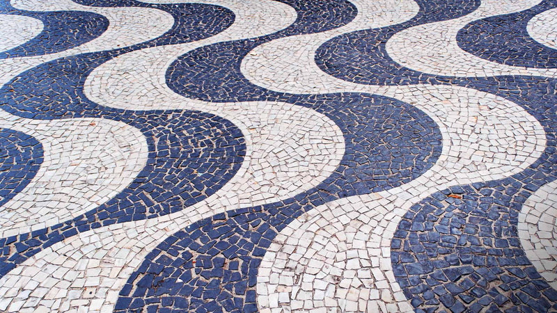 the sidewalk, street, Rio de Janeiro, Copacabana, wave, 1080P, Brazil