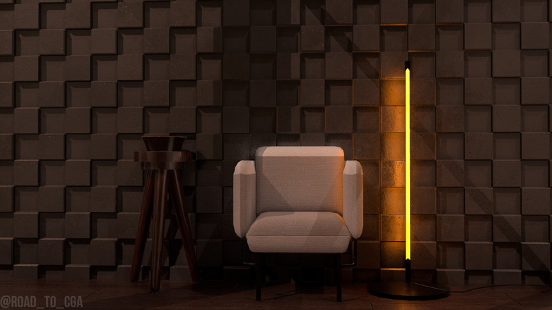 1080P, texture, chair, Rodrigo De La Rosa Esteban, render, digital art, interior, wall