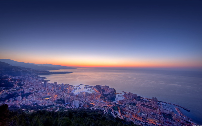 urban Skyline, island, monaco, coastline, scenics - nature, concrete, hill, dusk, sunrise - Dawn, sea, 2K, building, urban Scene, beauty in nature, residential district