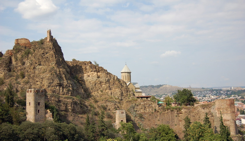 built structure, travel destinations, architecture, the past, ancient civilization, travel, cloud - sky, no people, georgia, tbilisi, narikala, castle