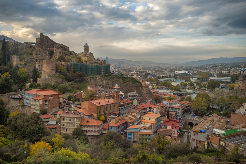 the ruins, Georgia, Old Tbilisi, 1080P, home, building, Tbilisi, The Church Of St. Nicholas, panorama, Narikala Fortress