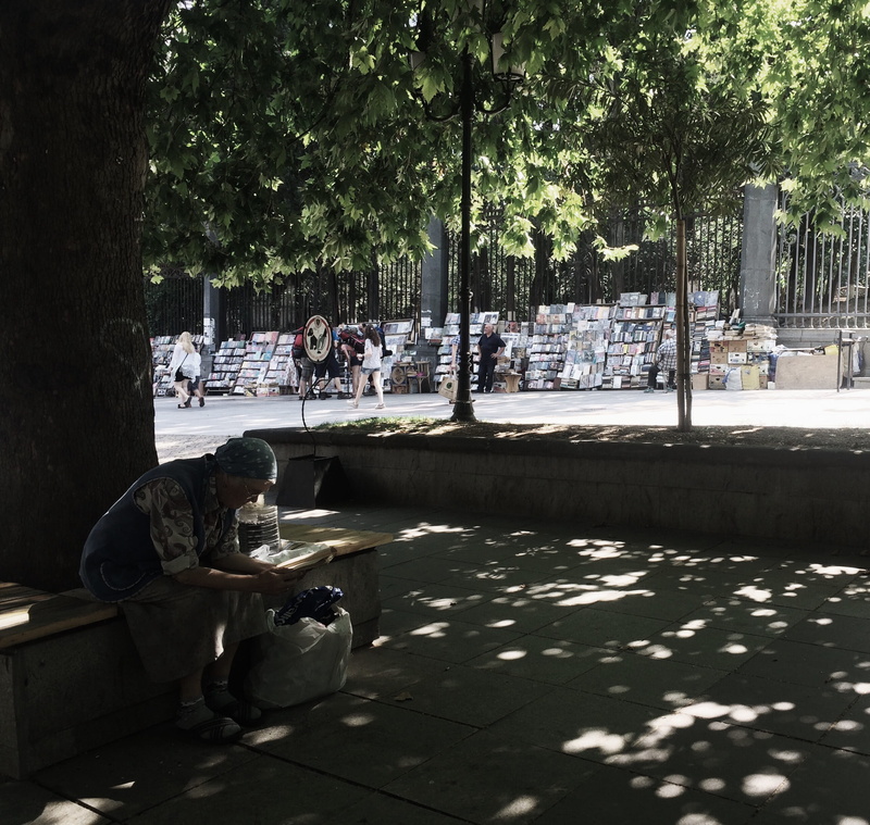 street, georgia, 2K, footpath, incidental people, old woman, books, outdoors, day, city, park, architecture, plant, tree, women, park - man made space
