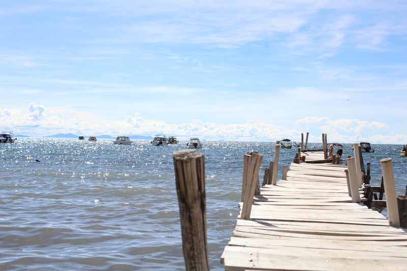 jetty, no people, direction, idyllic, blue, south, bolivia, 5K, scenics - nature, pier, land, horizon over water, beauty in nature, titicaca, wooden post