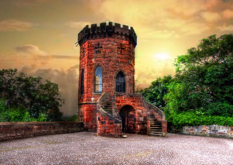 damaged, sky, shrewsbury, arch, architecture, no people, 2K, sunset, cloud - sky, building exterior, the past, stone wall, tree, town, nature, wall, brick