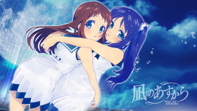 male likeness, nature, art and craft, Nagi no Asukara, happiness, schoolgirl, sky, outdoors, representation, cloud - sky, waist up, Manaka Mukaido, anime girls